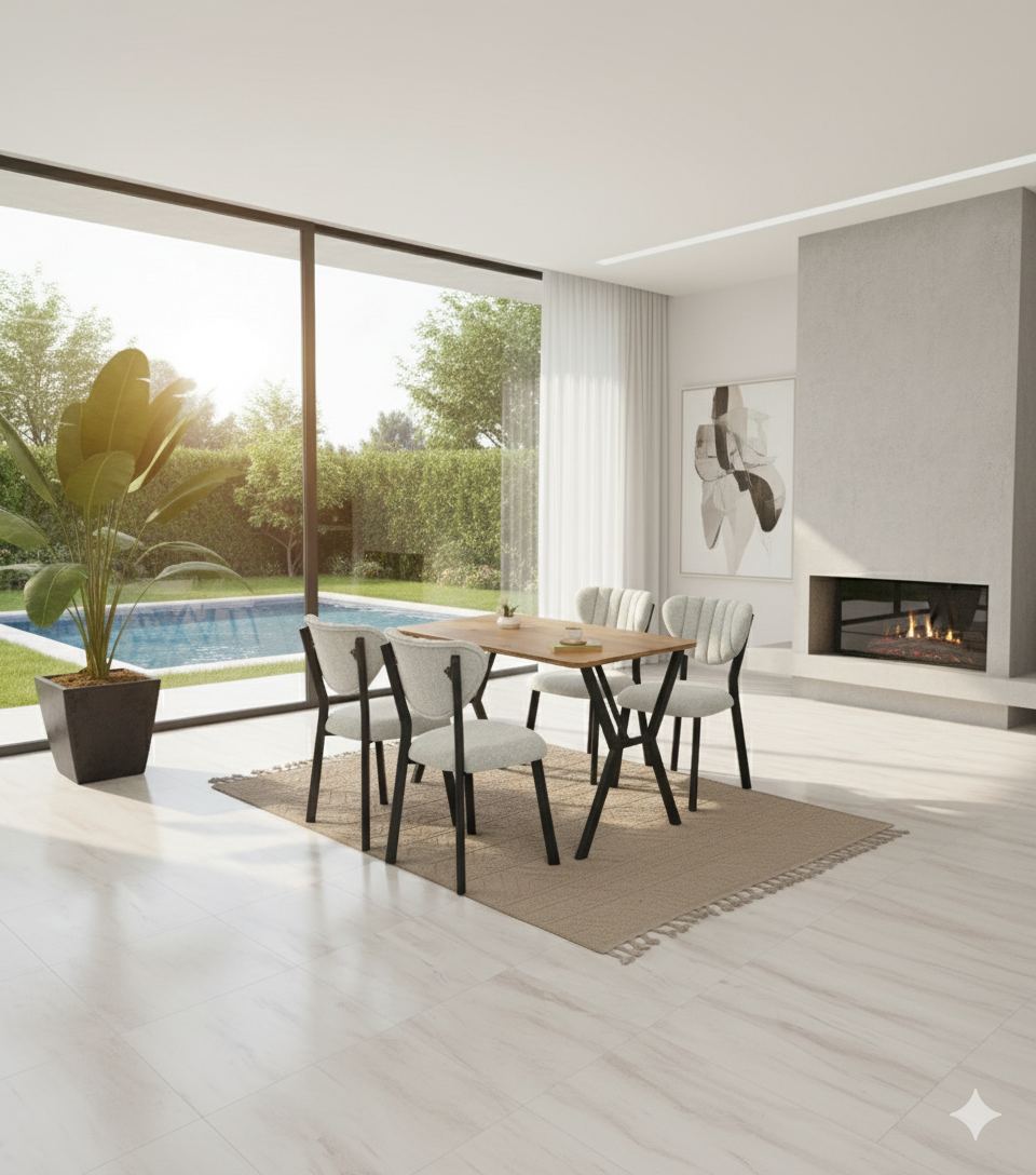 Modern Masa Sandalye Takımı | Şık ve Minimalist Tasarım (4 SANDALYE + 1 MASA)