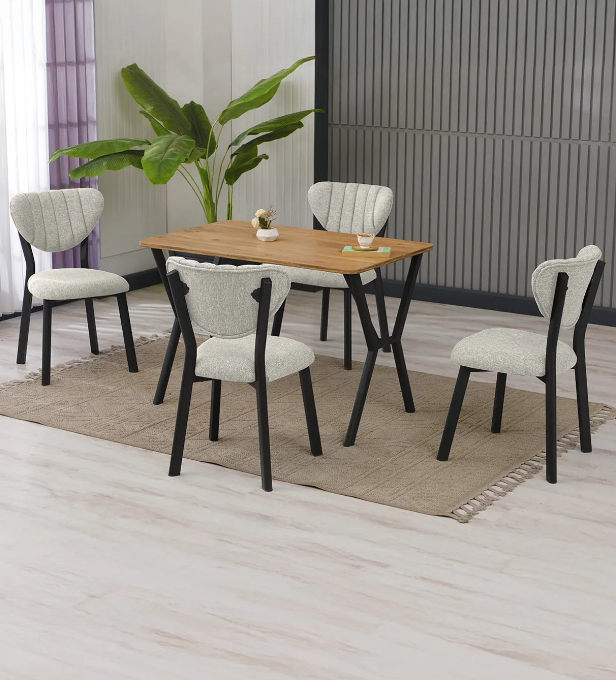 Modern Masa Sandalye Takımı | Şık ve Minimalist Tasarım (4 SANDALYE + 1 MASA)