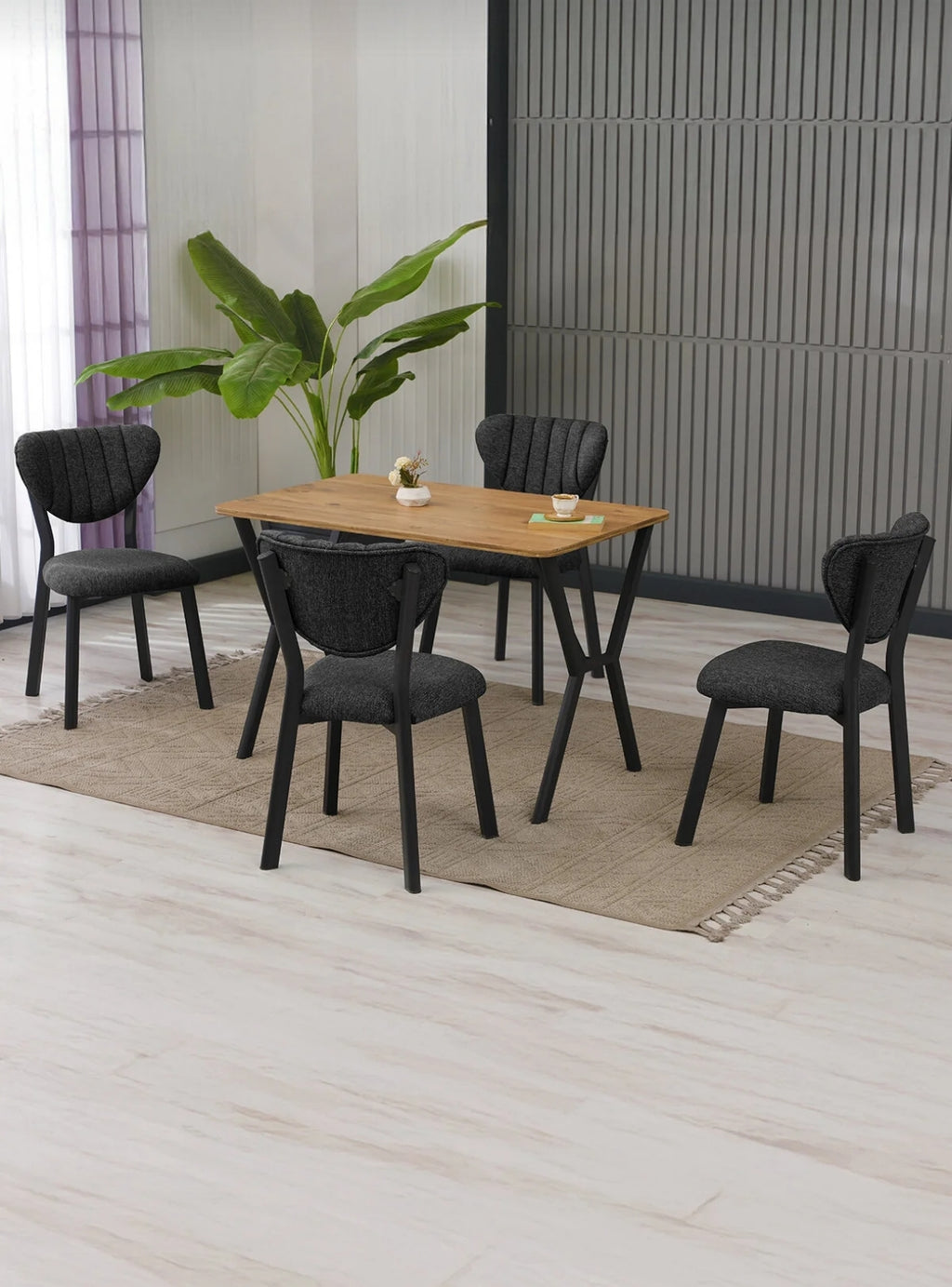 Modern Masa Sandalye Takımı | Şık ve Minimalist Tasarım (4 SANDALYE + 1 MASA)