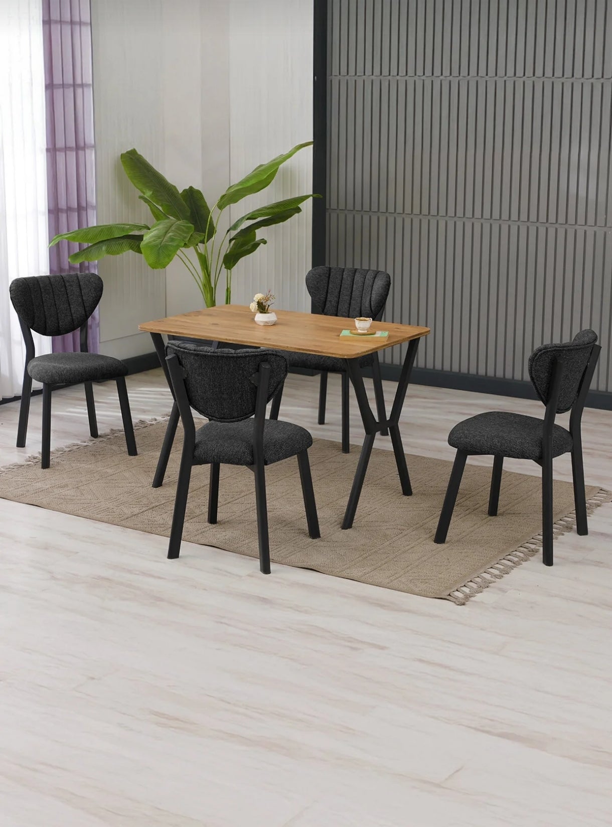 Modern Masa Sandalye Takımı | Şık ve Minimalist Tasarım (4 SANDALYE + 1 MASA)